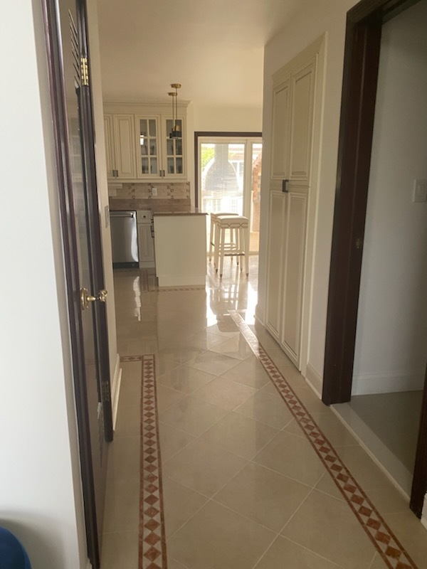 Kitchen entry and tiled hallway detailed clean in Hillside NJ